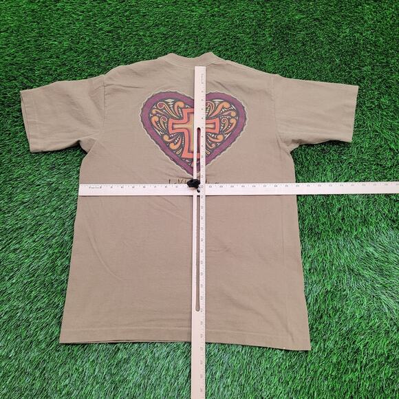 Vintage La-Vida Cross Heart Shirt Medium 20x27 Brown - Picture 3 of 16